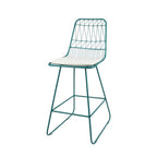 Set of Two 30" Teal Blue Iron Outdoor Bar Height Chairs