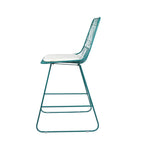 Set of Two 30" Teal Blue Iron Outdoor Bar Height Chairs