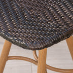 Set of Two 30" Brown Iron Outdoor Bar Height Chairs
