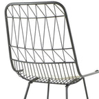 Set of Two 30" Gray And Ivory Iron And Cushion Outdoor Bar Height Chairs