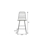 Set of Two 30" Gray And Ivory Iron And Cushion Outdoor Bar Height Chairs