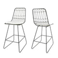 Set of Two 30" Gray Iron Outdoor Bar Height Chairs