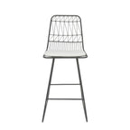 Set of Two 30" Gray And Ivory Iron And Cushion Outdoor Bar Height Chairs