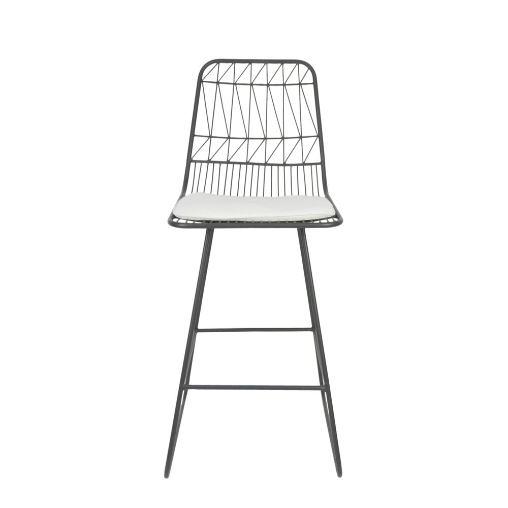 Set of Two 30" Gray Iron Outdoor Bar Height Chairs