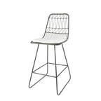 Set of Two 30" Gray And Ivory Iron And Cushion Outdoor Bar Height Chairs