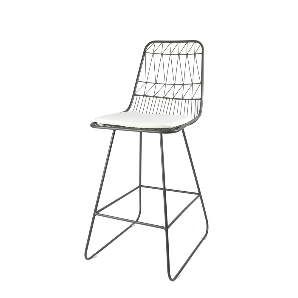 Set of Two 30" Gray Iron Outdoor Bar Height Chairs