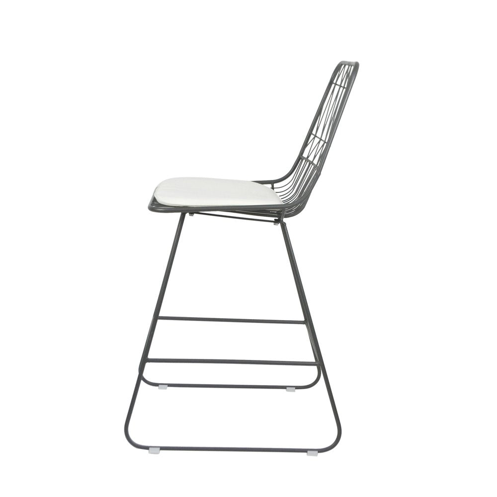 Set of Two 30" Gray Iron Outdoor Bar Height Chairs