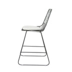 Set of Two 30" Gray And Ivory Iron And Cushion Outdoor Bar Height Chairs