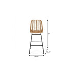 Set of Two 30" Black and Brown Iron Outdoor Bar Height Chairs