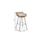 Set of Two 30" Black and Beige Iron Low Back Outdoor Bar Height Chairs