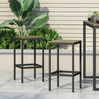Set of Two 30" Gray Solid Wood Backless Outdoor Bar Height Chairs