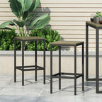 Set of Two 30" Gray Solid Wood Backless Outdoor Bar Height Chairs