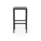 Set of Two 30" Gray Solid Wood Backless Outdoor Bar Height Chairs