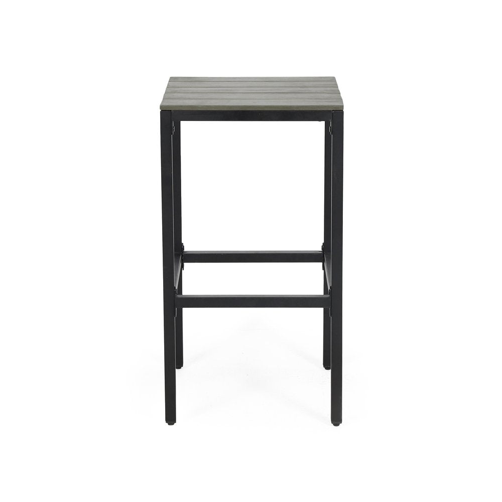 Set of Two 30" Gray Solid Wood Backless Outdoor Bar Height Chairs