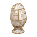 31" White Metal Outdoor Egg Chair with Beige Cushion