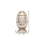 31" White Metal Outdoor Egg Chair with Beige Cushion