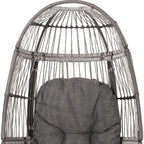 31" Gray Metal Outdoor Egg Chair with Gray Cushion
