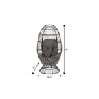 31" Gray Metal Outdoor Egg Chair with Gray Cushion