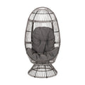 31" Gray Metal Outdoor Egg Chair with Gray Cushion