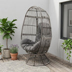 31" Gray Metal Outdoor Egg Chair with Gray Cushion