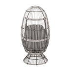31" Gray Metal Outdoor Egg Chair with Gray Cushion