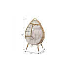37" Beige Metal Outdoor Egg Chair with Beige Cushion