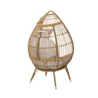 37" Beige Metal Outdoor Egg Chair with Beige Cushion