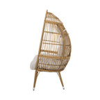 37" Beige Metal Outdoor Egg Chair with Beige Cushion