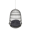 30" Gray Metal Outdoor Egg Chair with Gray Cushion