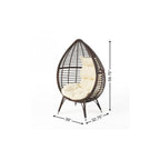 39" Beige Metal Outdoor Egg Chair with White Cushion