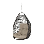 29" Brown Metal Outdoor Egg Chair with Brown Cushion
