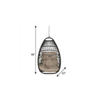 29" Brown Metal Outdoor Egg Chair with Brown Cushion