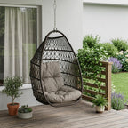 29" Brown Metal Outdoor Egg Chair with Brown Cushion