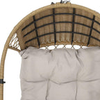 35" Beige Metal Outdoor Egg Chair with Gray Cushion
