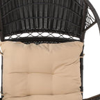 37" Brown Metal Outdoor Egg Chair with Brown Cushion