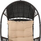 37" Brown Metal Outdoor Egg Chair with Brown Cushion