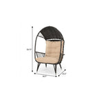 37" Brown Metal Outdoor Egg Chair with Brown Cushion