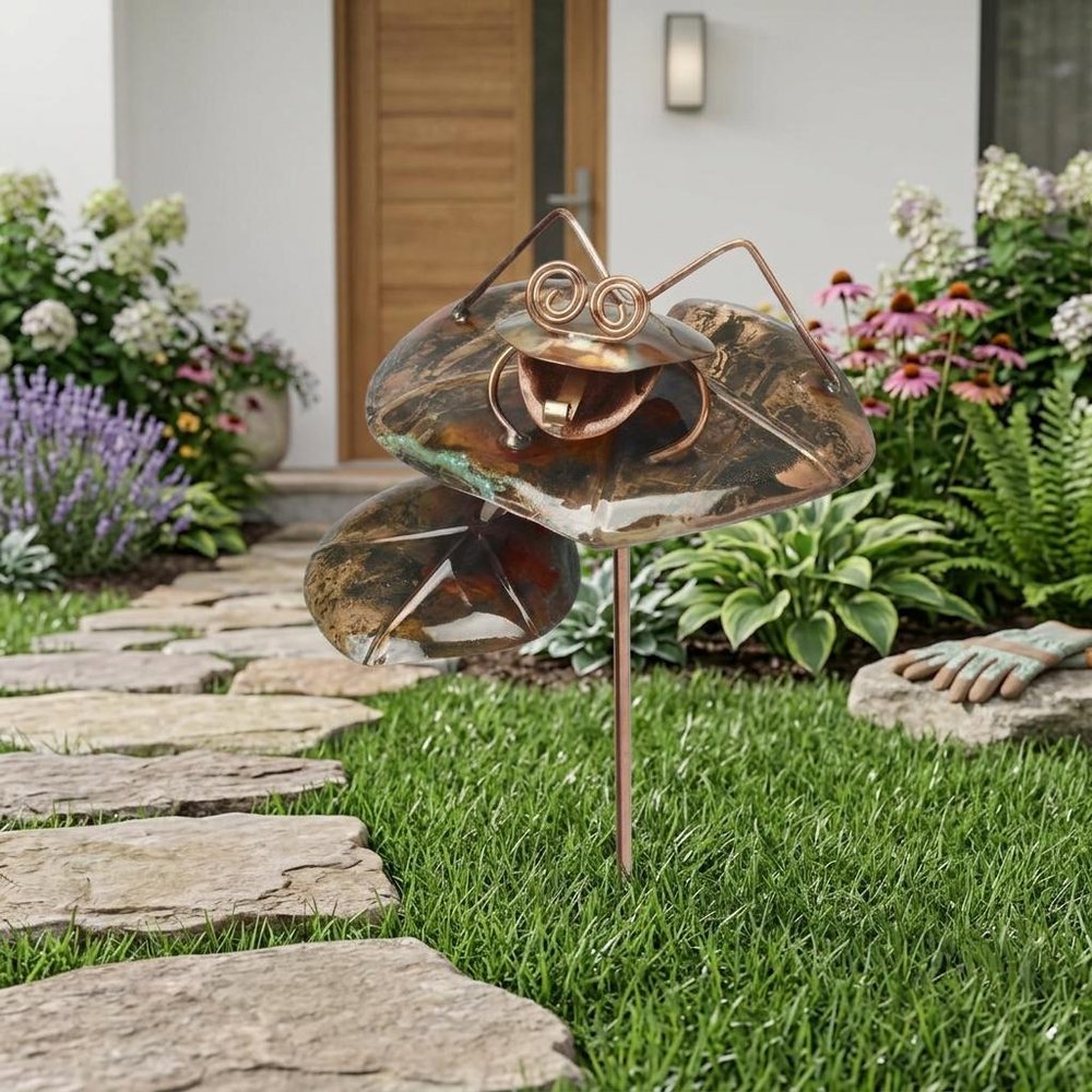 5" Copper Frog Garden Stake