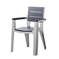 Nine Piece Gray Plastic Outdoor Patio Set With Table