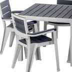 Five Piece Gray Plastic Outdoor Patio Set With Table