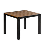 35" Black Heavy Duty Plastic Square Outdoor Dining Table with Umbrella Hole