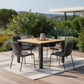 35" Black Heavy Duty Plastic Square Outdoor Dining Table with Umbrella Hole
