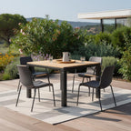 35" Black Heavy Duty Plastic Square Outdoor Dining Table with Umbrella Hole