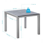 35" Gray Heavy Duty Plastic Square Outdoor Dining Table with Umbrella Hole