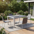 35" Gray Heavy Duty Plastic Square Outdoor Dining Table with Umbrella Hole