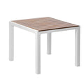 35" White Heavy Duty Plastic Square Outdoor Dining Table with Umbrella Hole