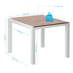 35" White Heavy Duty Plastic Square Outdoor Dining Table with Umbrella Hole
