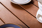 35" White And Brown Heavy Duty Plastic Square Outdoor Table With Umbrella Hole