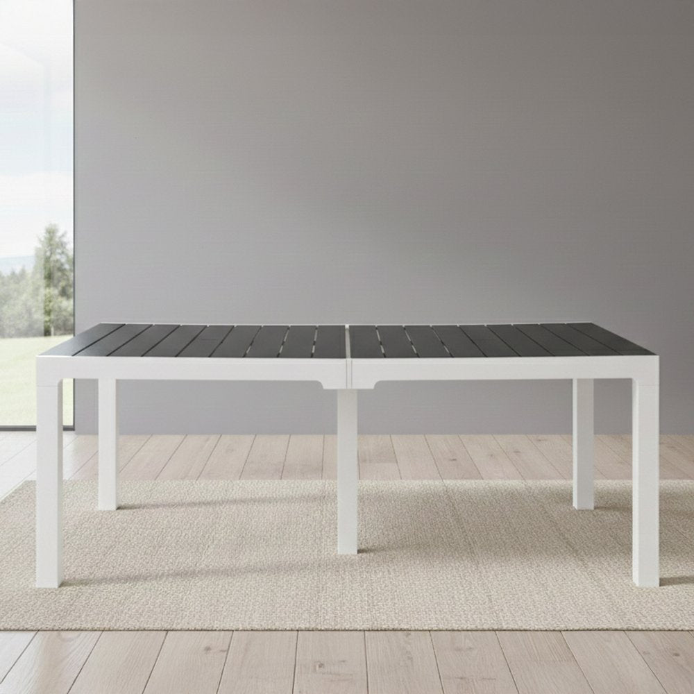 35" Gray Heavy Duty Plastic Folding Outdoor Dining Table with Umbrella Hole