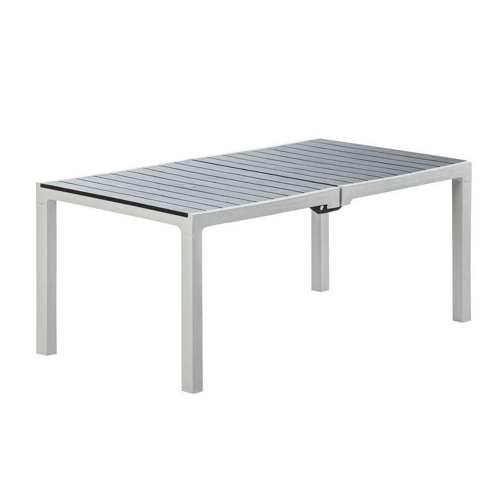 35" Gray Heavy Duty Plastic Folding Outdoor Dining Table with Umbrella Hole